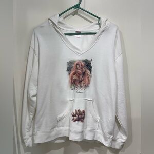 White Flamingo Print Women's Hoodie size L